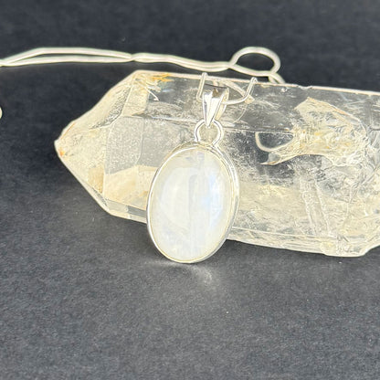 Handcrafted Moonstone and Silver Necklace Pendant