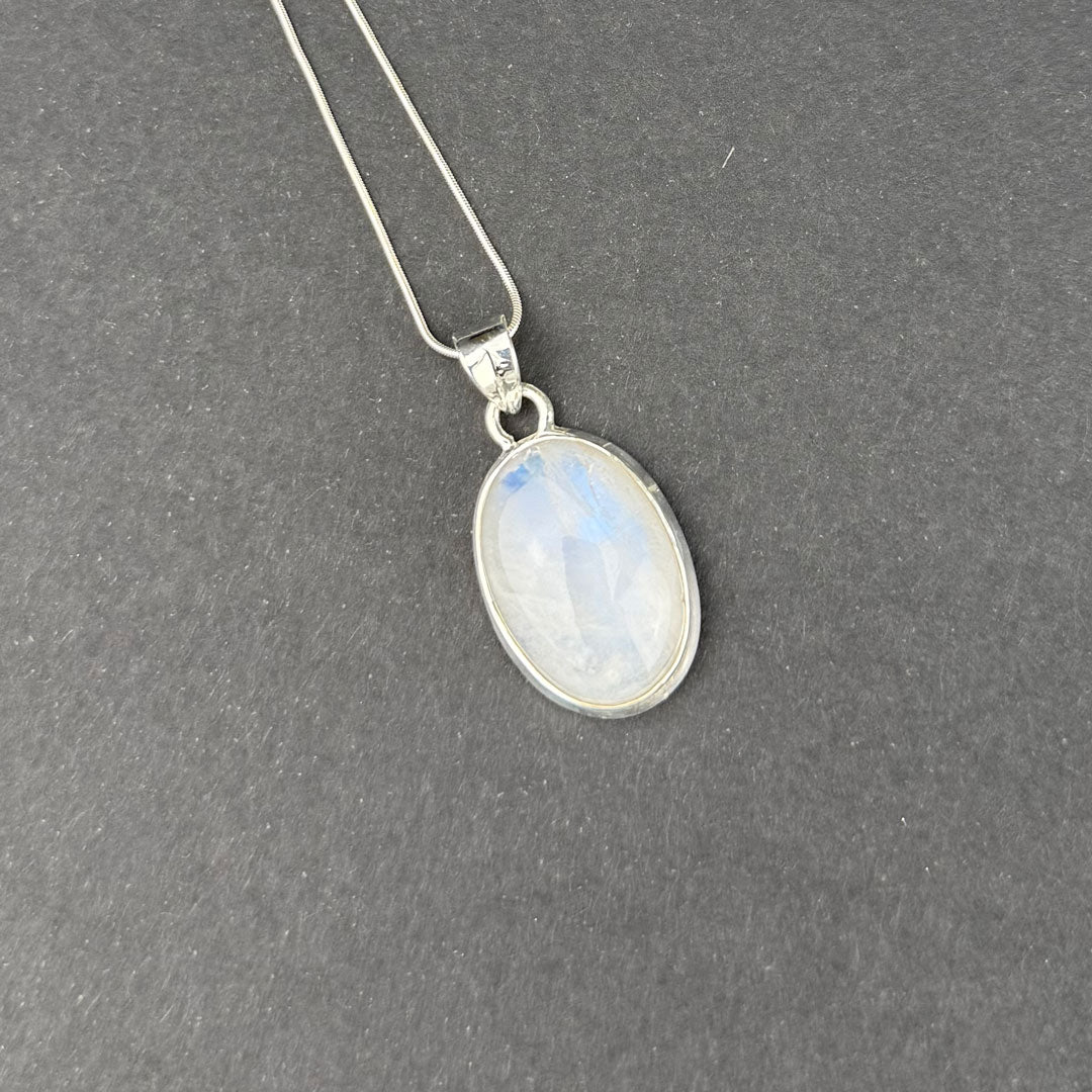 Handcrafted Moonstone and Silver Necklace Pendant