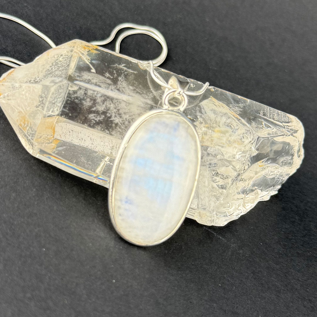 Handcrafted Moonstone and Silver Necklace Pendant