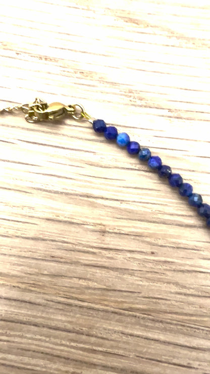 3mm Faceted Lapis Lazuli Crystal Necklace