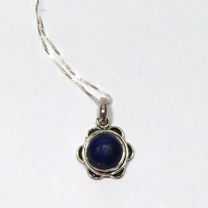 Silver Lapis Lazuli Flower Necklace