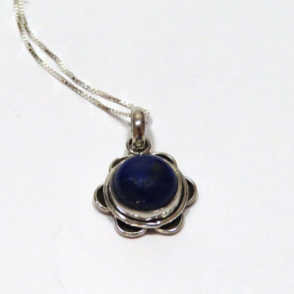 Silver Lapis Lazuli Flower Necklace