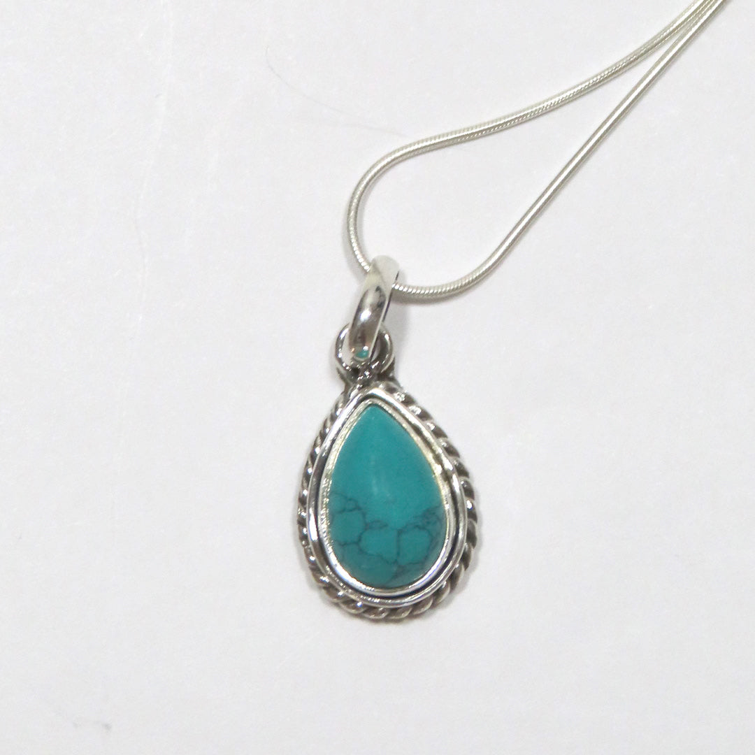 Silver Turquoise Drop Necklace