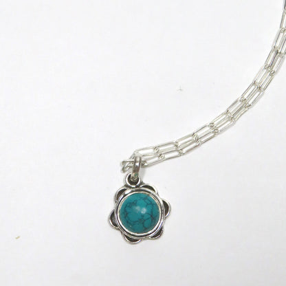 Silver Turquoise Flower Necklace