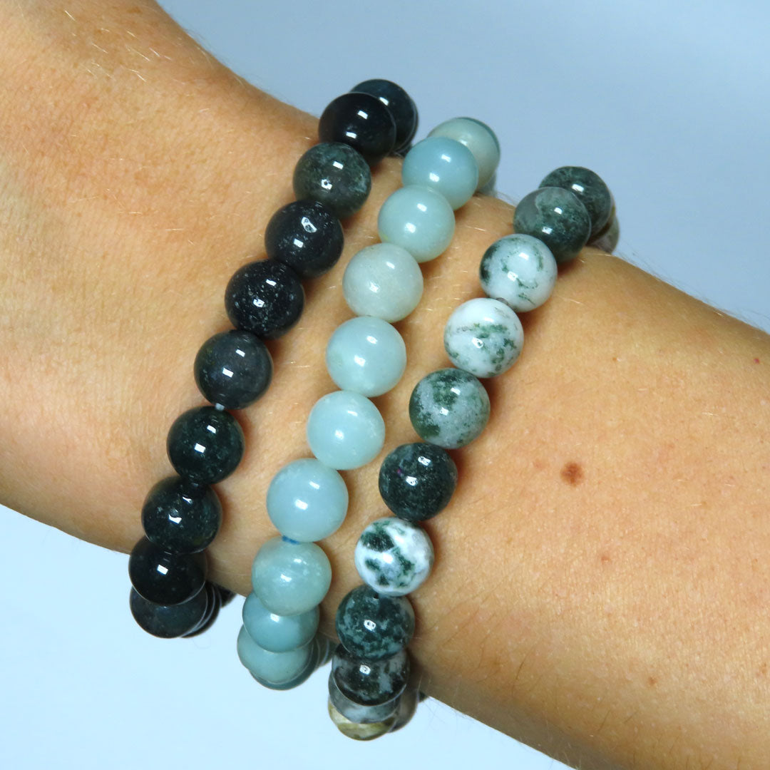 Moss Agate Bracelet 8mm Beads